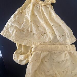 GAP Yellow Eyelet Onesie and Matching Shorts Set 3-6 Months